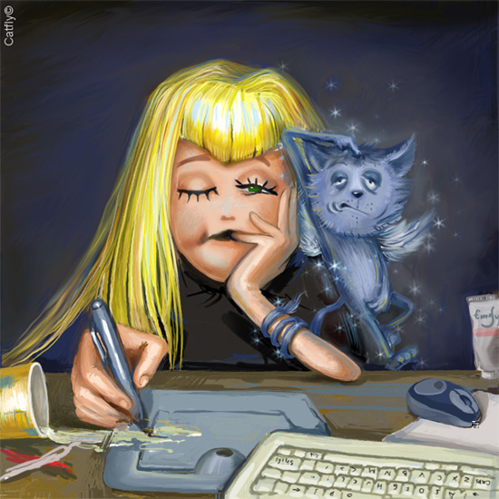 Картинка кот и девочка