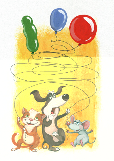 Картинка кот собака и мышь