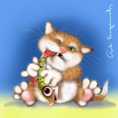 Рисунки котят от Льва Бартенева 7