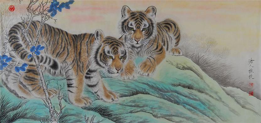 Рисунки китайских тигров (12 рисунков)